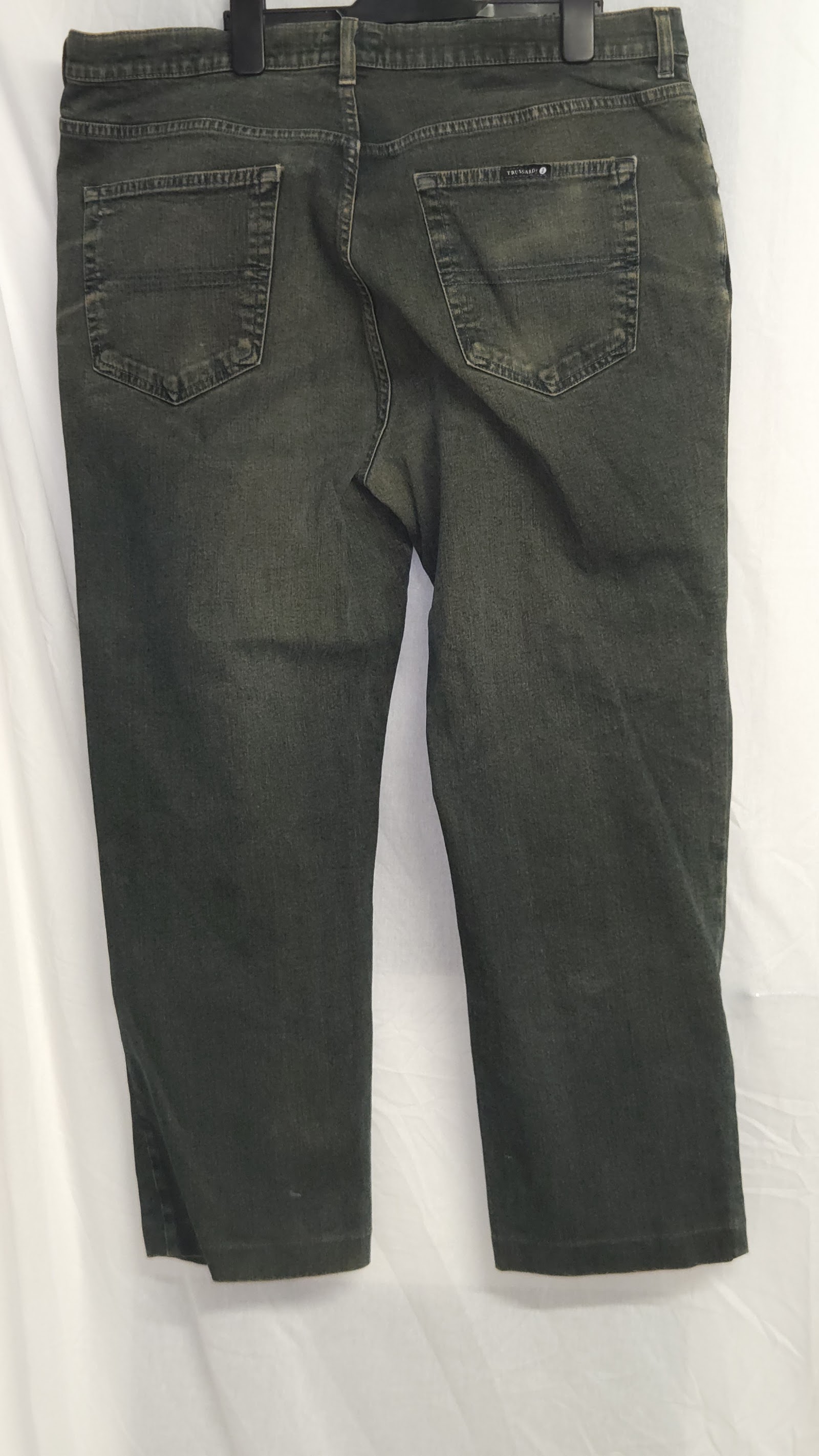 Trussardi Jeans Olive Washed Cropped Denim Jeans, Measured W36.5 L26.5 approx., photo 2