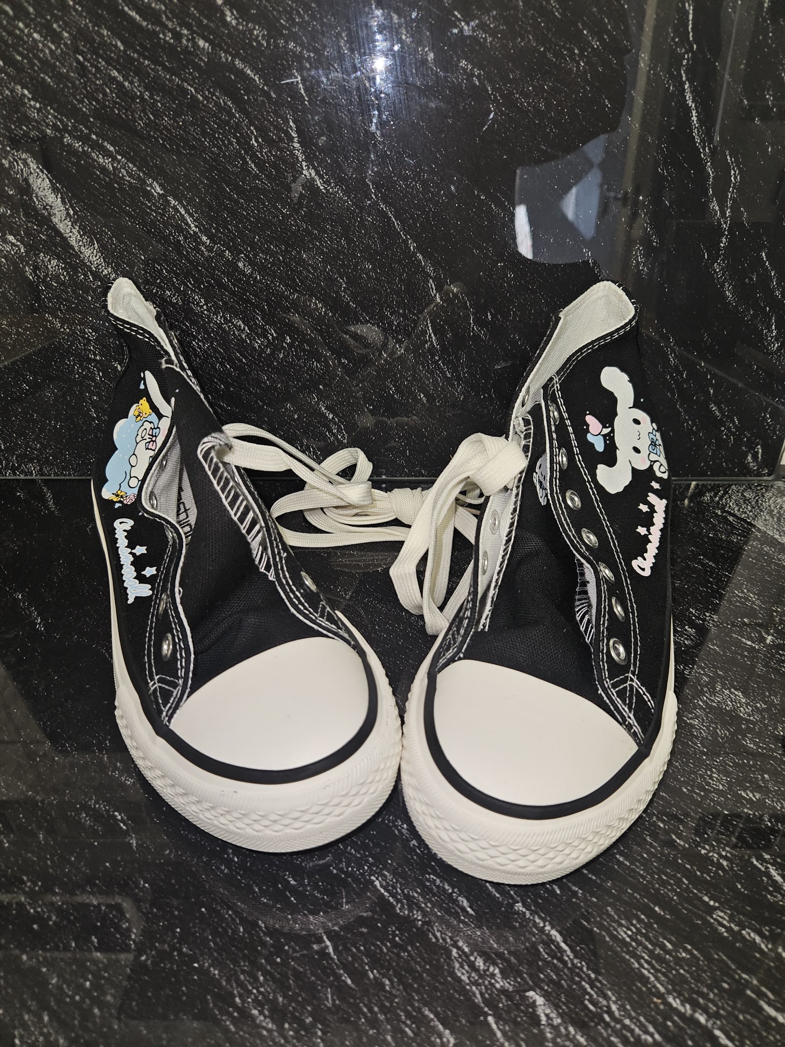 Genuine Unbranded Black Cartoon Rabbit Canvas High-Top Trainers Size EU 40 UK 7, EU 40 / UK 7, photo 3
