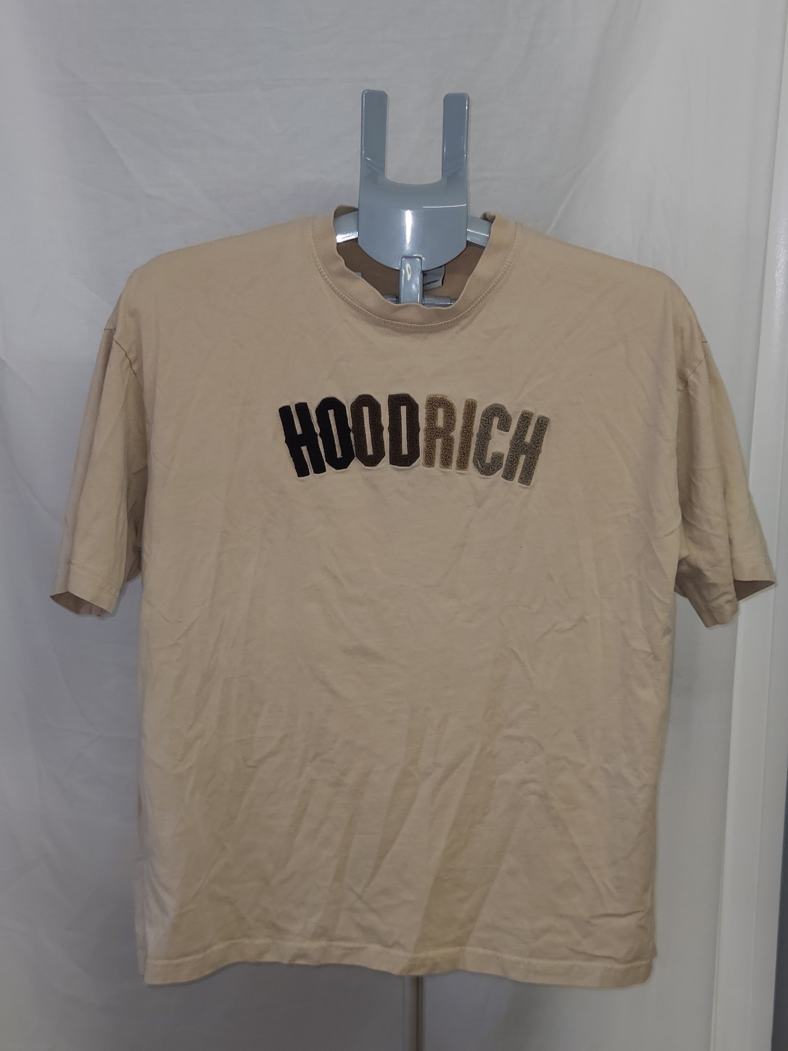 Hoodrich Chenille Logo Beige T-Shirt Size XS