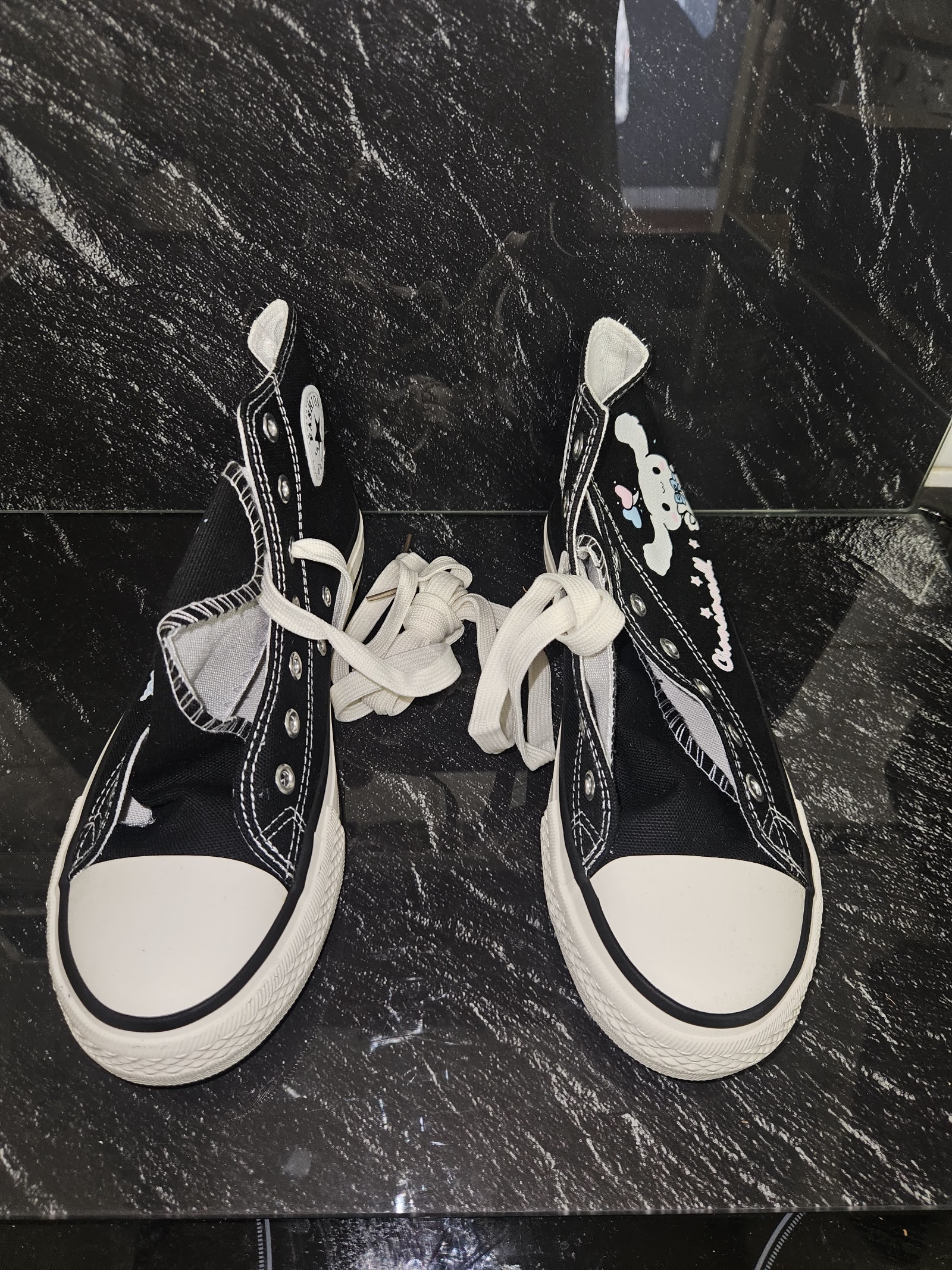 Genuine Unbranded Black Cartoon Rabbit Canvas High-Top Trainers Size EU 40 UK 7, EU 40 / UK 7, photo 5