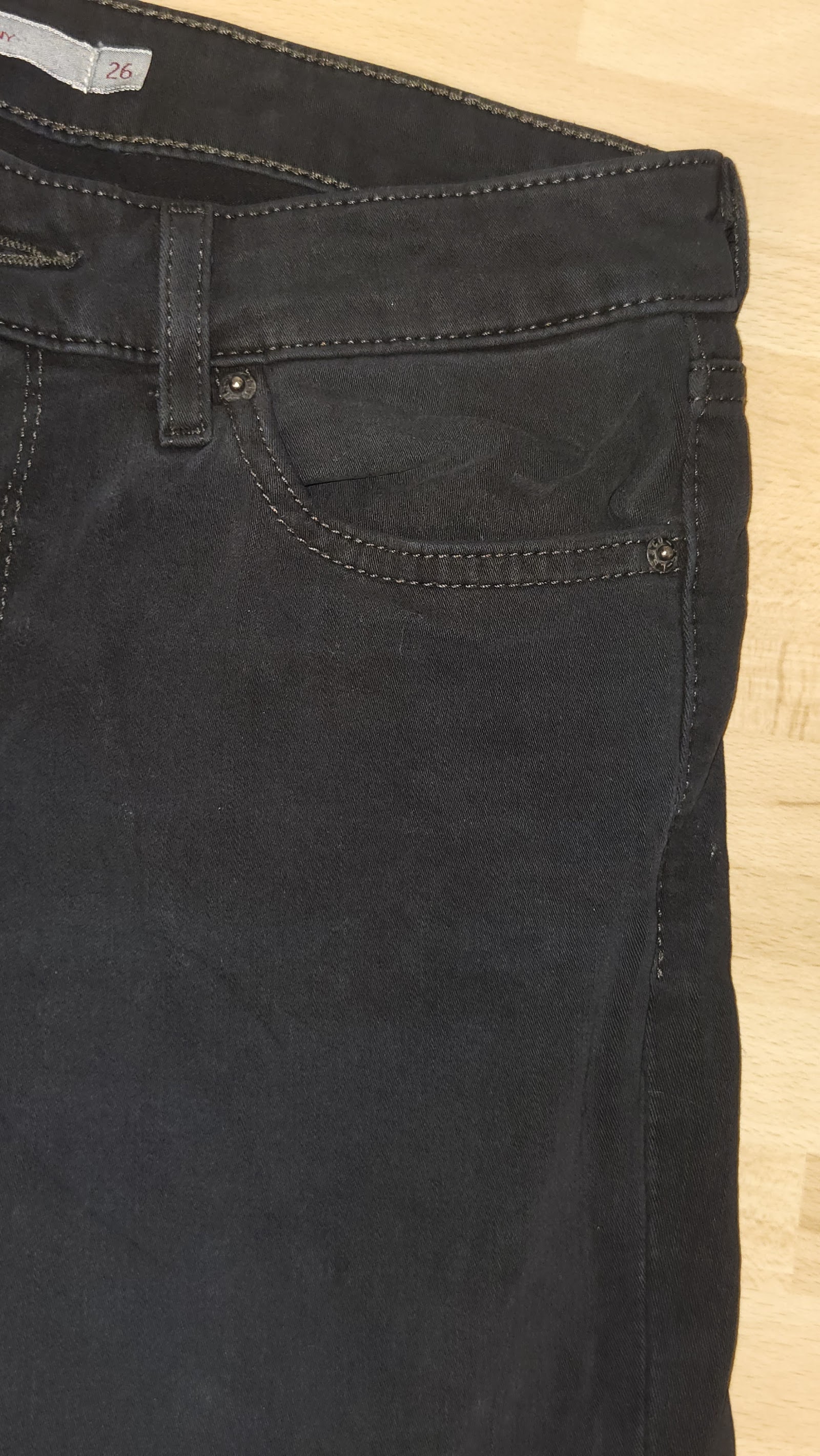 Levi's 711 Skinny Washed Black Jeans, W26 L30 (labelled), photo 7
