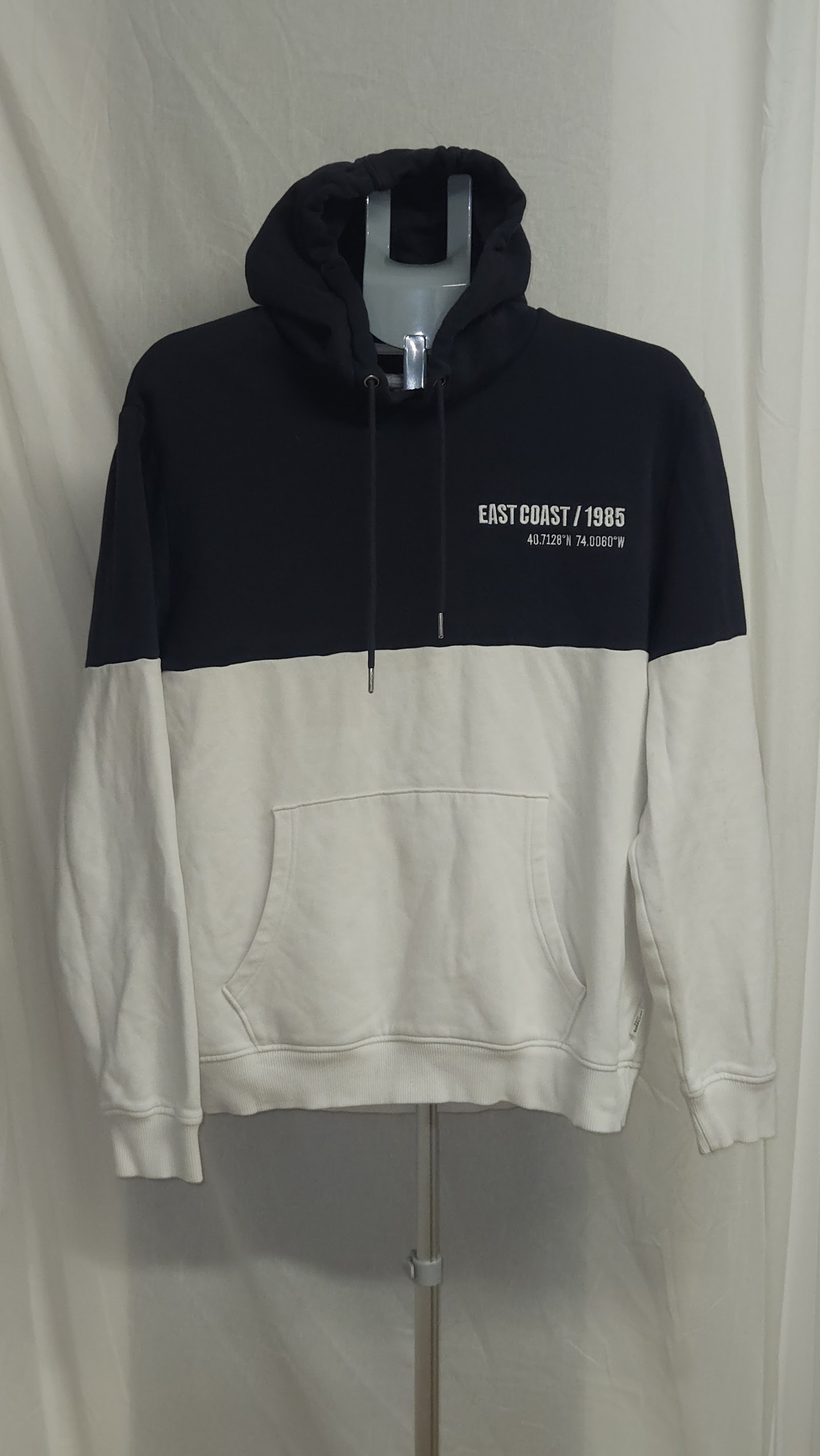 Easy Navy Cream East Coast 1985 Colour-Block Pullover Hoodie
