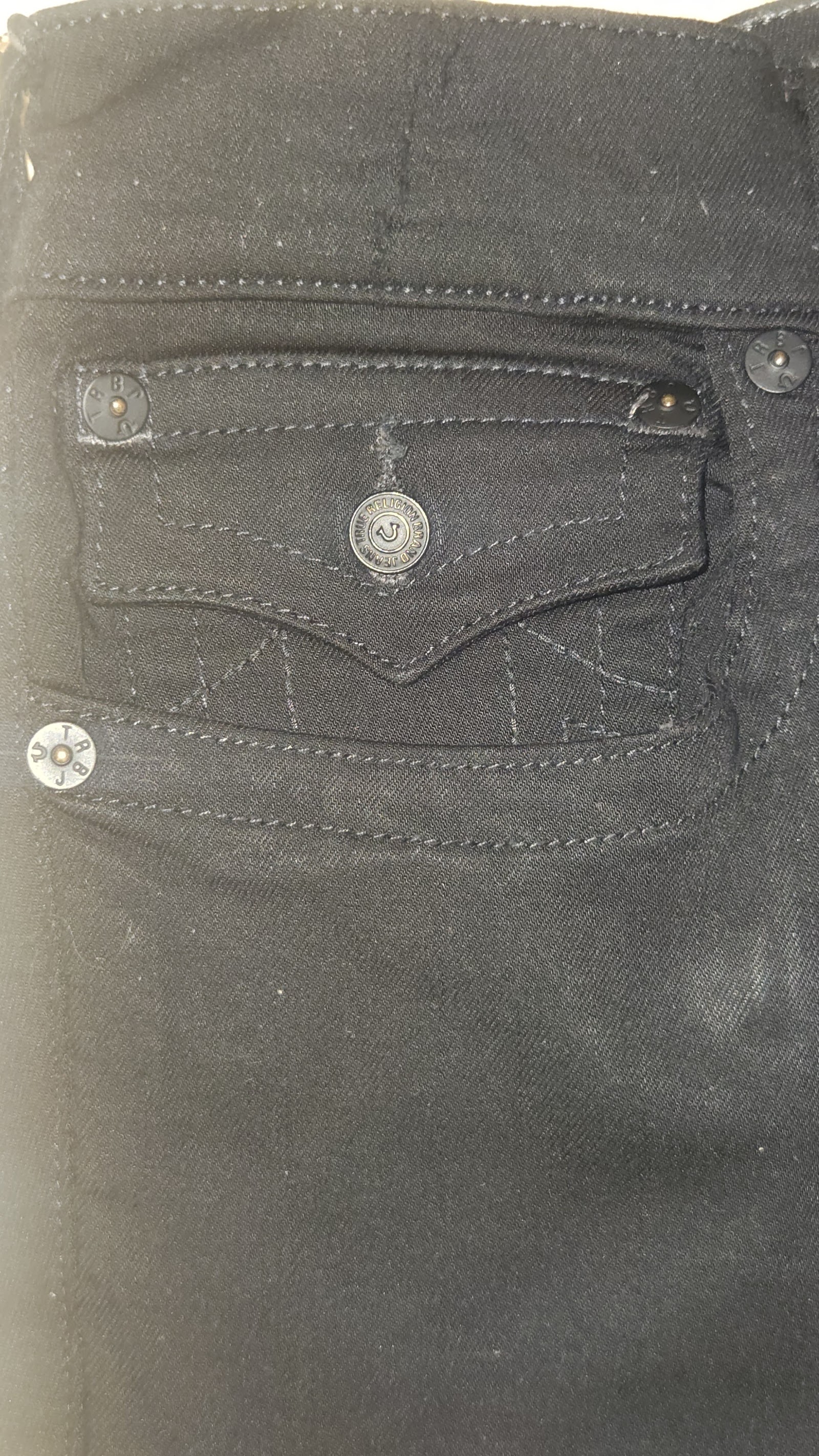 True Religion Ricky Black Flap Pocket Relaxed Straight Jeans, W36, photo 9