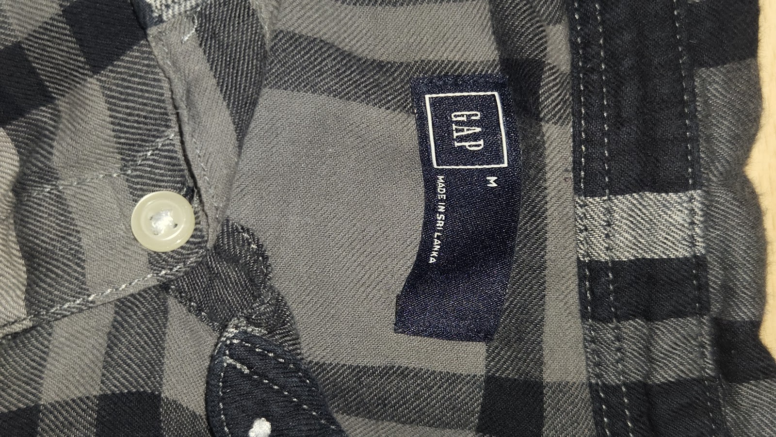 GAP Black Grey Checked Long Sleeve Shirt, M (labelled), photo 4