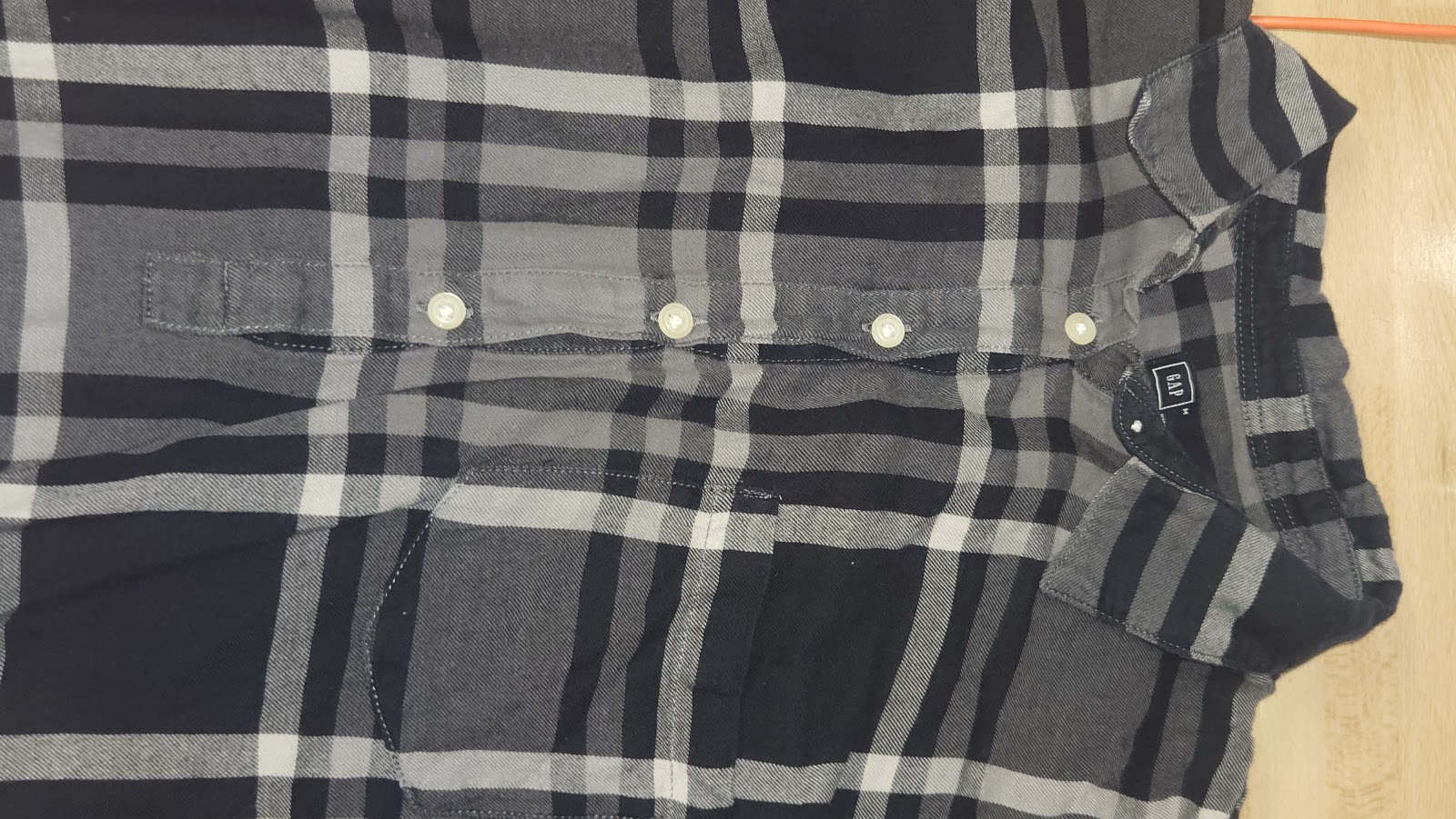 GAP Black Grey Checked Long Sleeve Shirt, M (labelled), photo 5