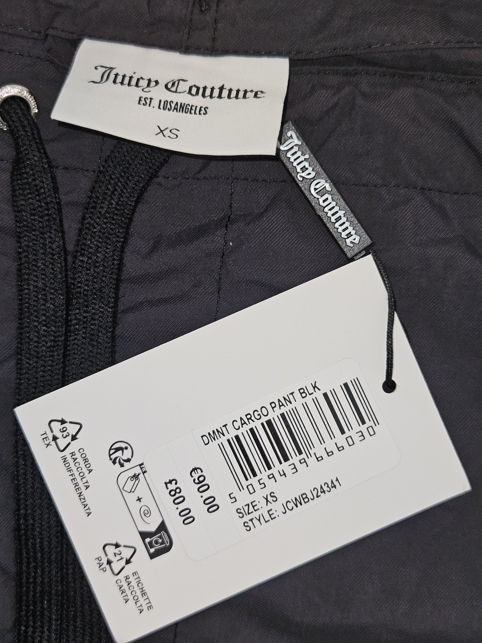 Genuine Juicy Couture Black Cargo Trousers XS New With Tags RRP £60, XS, photo 3