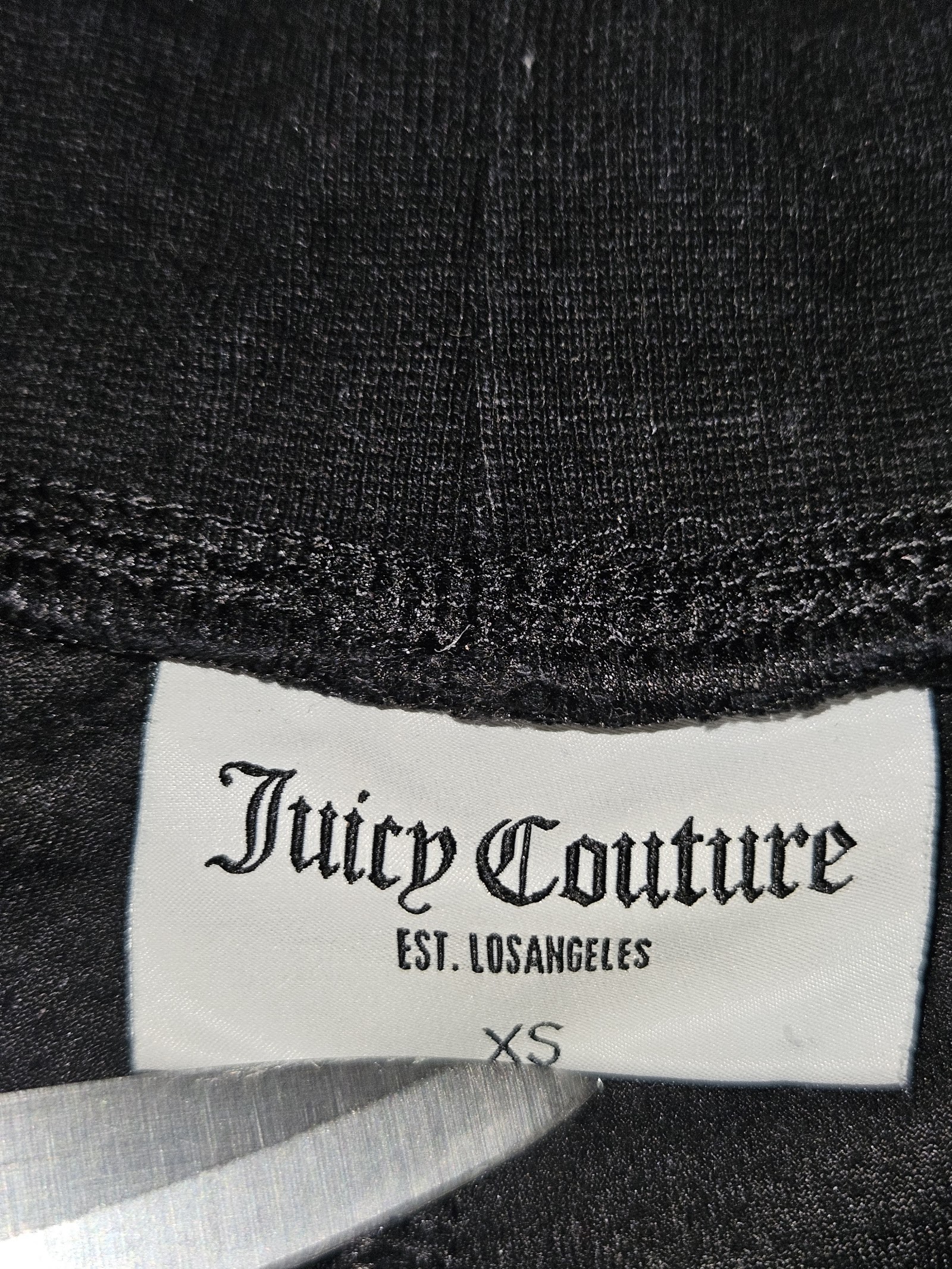 Genuine Juicy Couture Black Velour Rhinestone Joggers Size XS, XS, photo 3