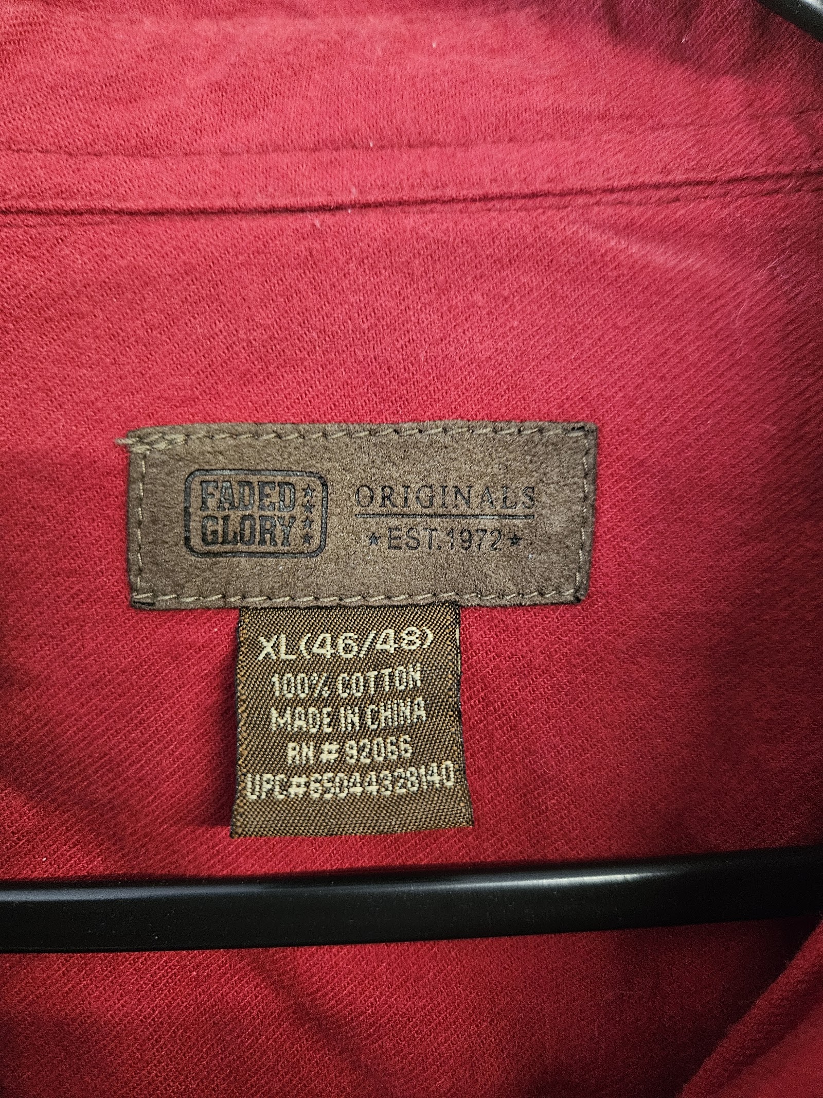 Genuine Faded Glory Originals Red Utility Shirt Overshirt Size XL, XL 46/48, photo 2
