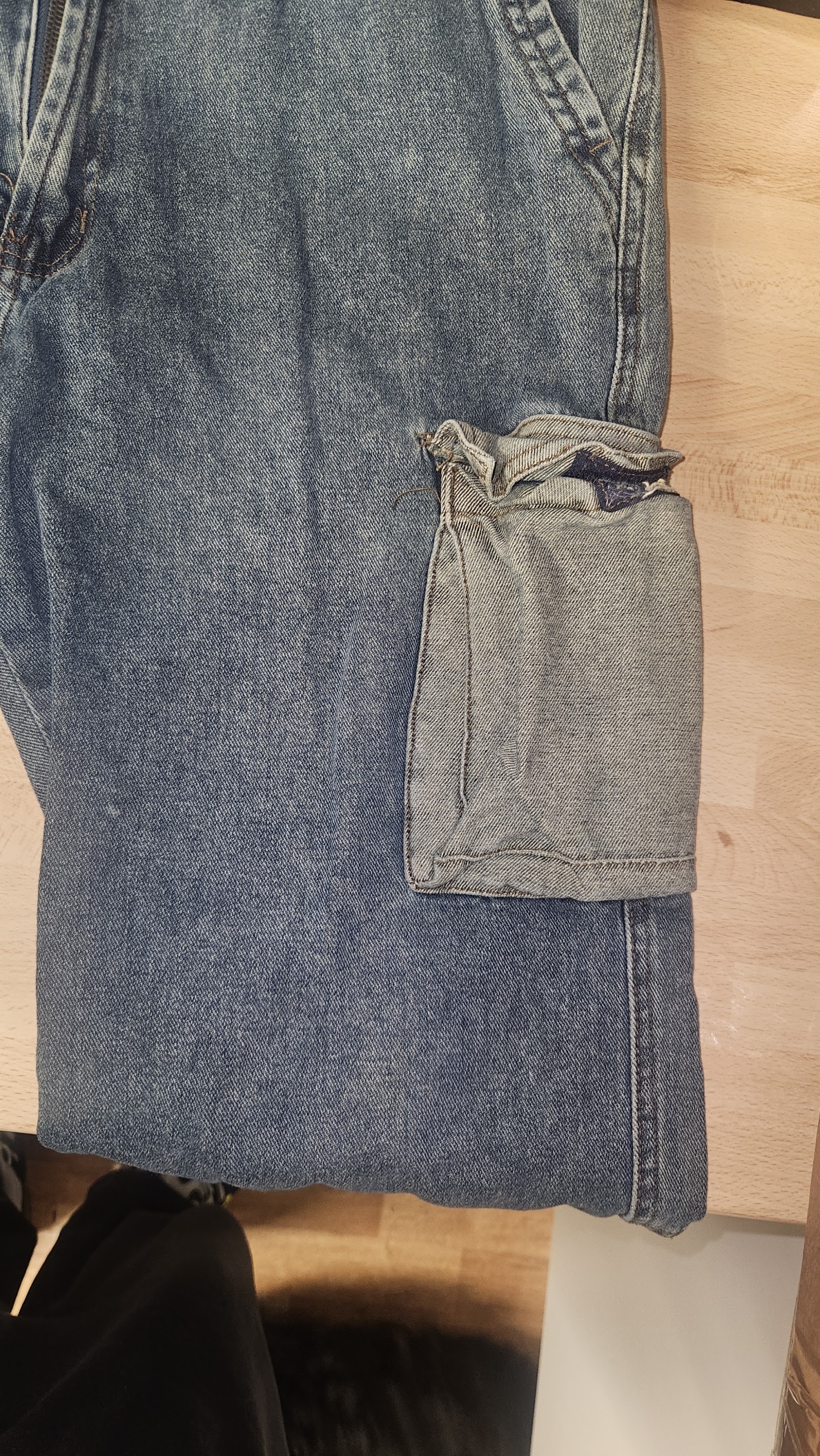 SMART Blue Cargo Jeans Contrast Utility Pockets, Measured W31.5 approx., photo 7