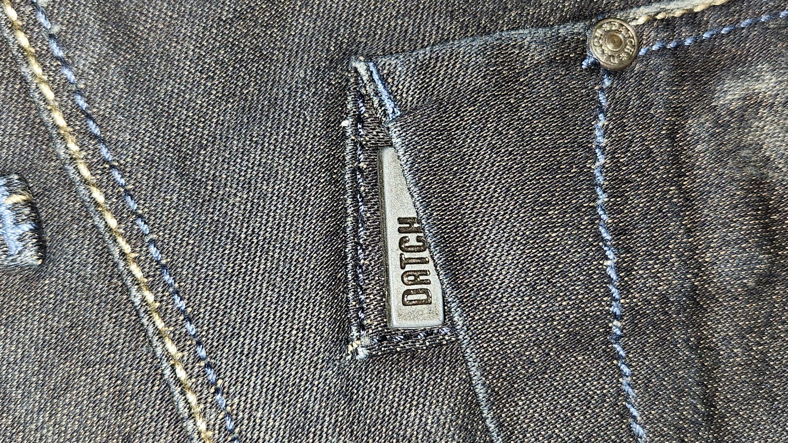 Datch Dark Indigo Contrast Stitch Jeans, Labelled T27, photo 7