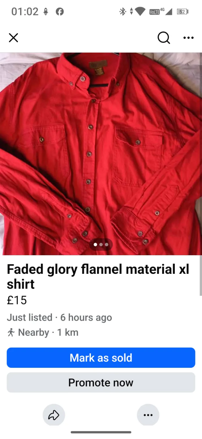 Faded Glory Red long-sleeve cotton shirt