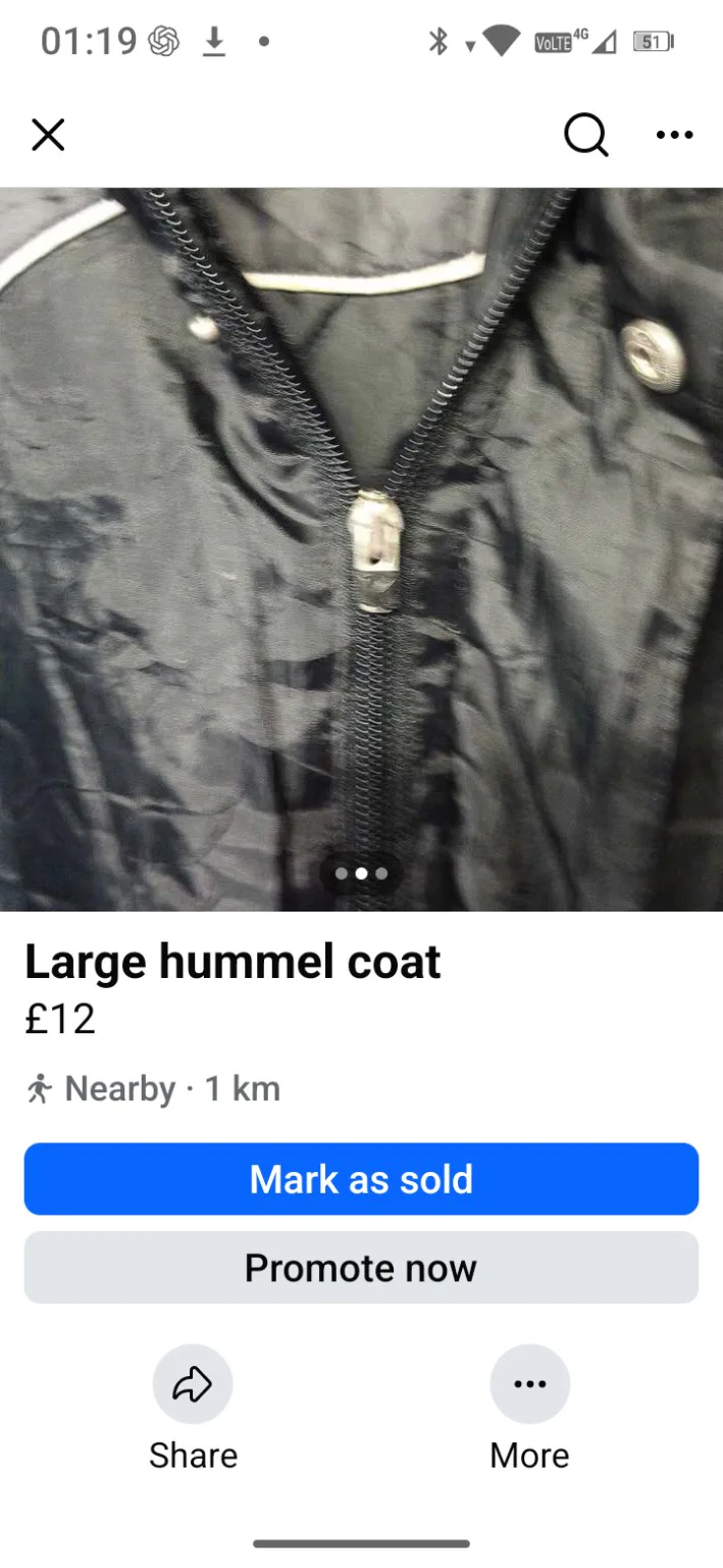 Hummel Black lightweight hooded coat