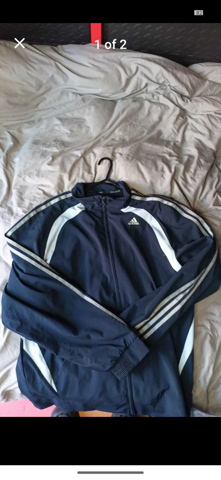 Adidas Navy and white full-zip track jacket