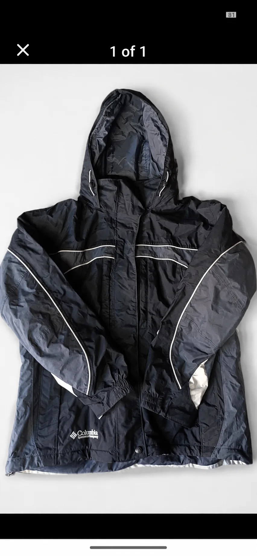 Columbia Black and charcoal hooded coat