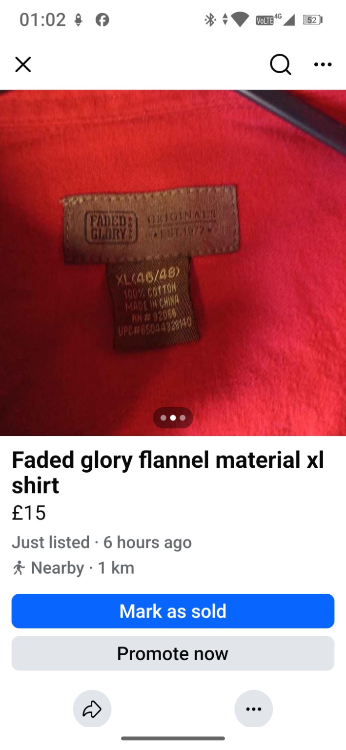 Genuine Faded Glory Red long-sleeve cotton shirt, XL, photo 2