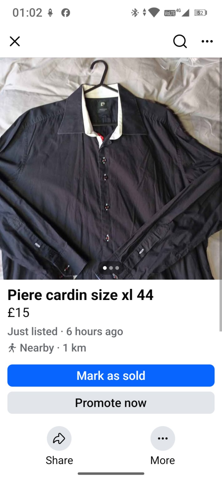 Pierre Cardin Black contrast-collar smart shirt
