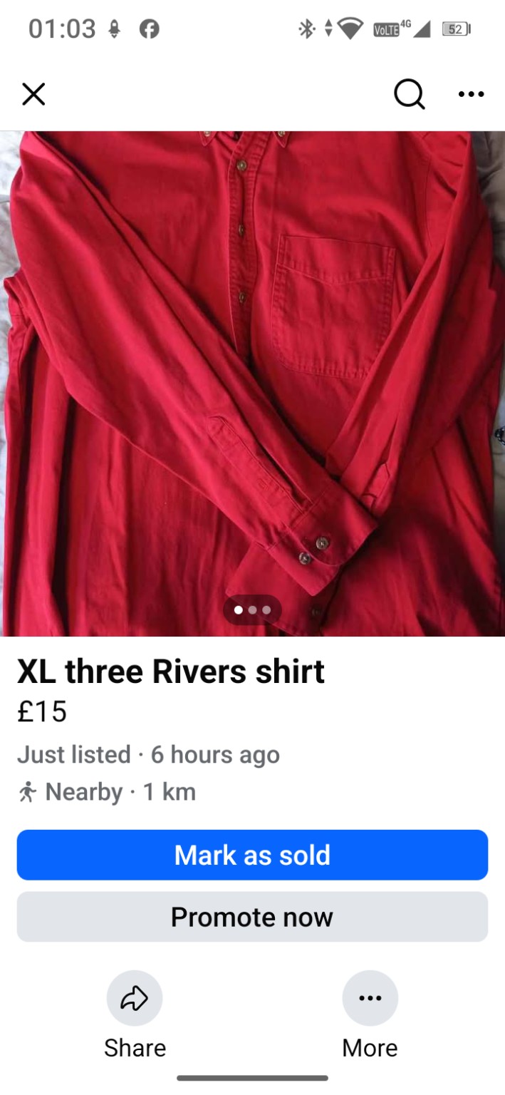 Genuine Three Rivers 2000 Men’s red cotton shirt, XL, photo 2