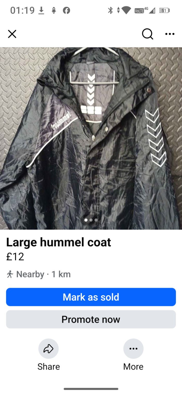 Genuine Hummel Black lightweight hooded coat, Large, photo 2