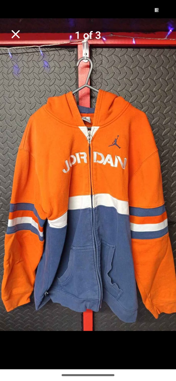 Jordan Retro orange, white and blue zip hoodie