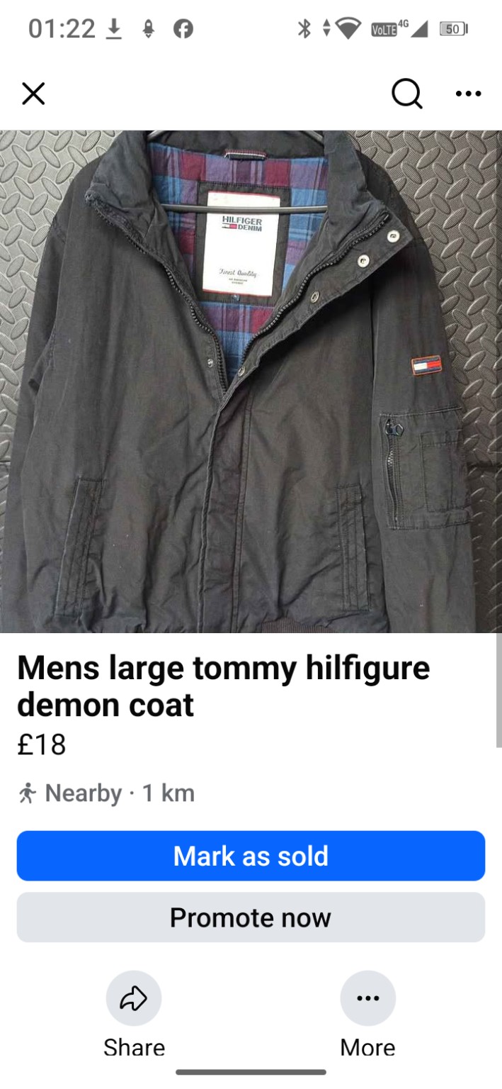 Genuine Tommy Hilfiger Denim Men’s black checked-lined coat, Large, photo 2
