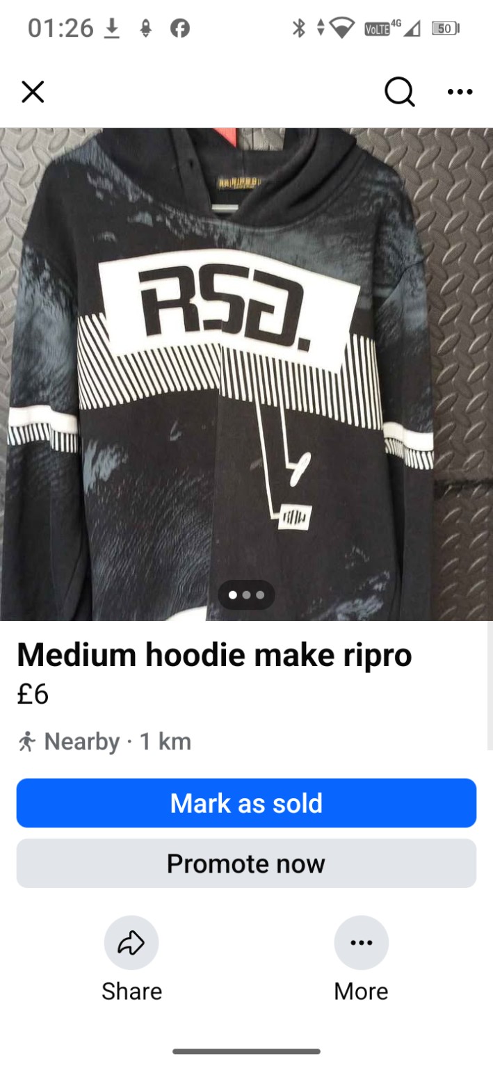 Genuine Ripro Black and white graphic hoodie, Medium, photo 4