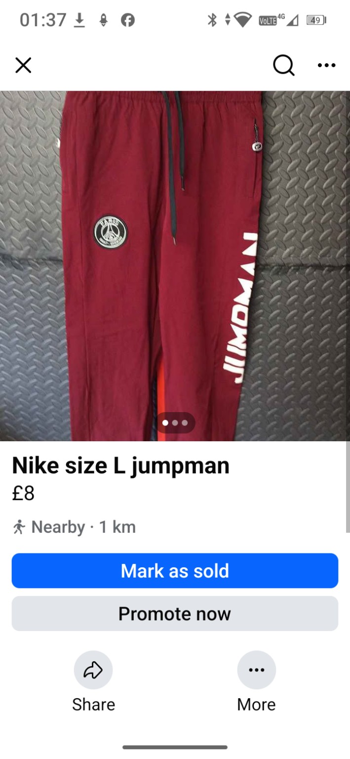 Genuine Jordan / PSG Burgundy PSG Jumpman cuffed joggers, Large, photo 3