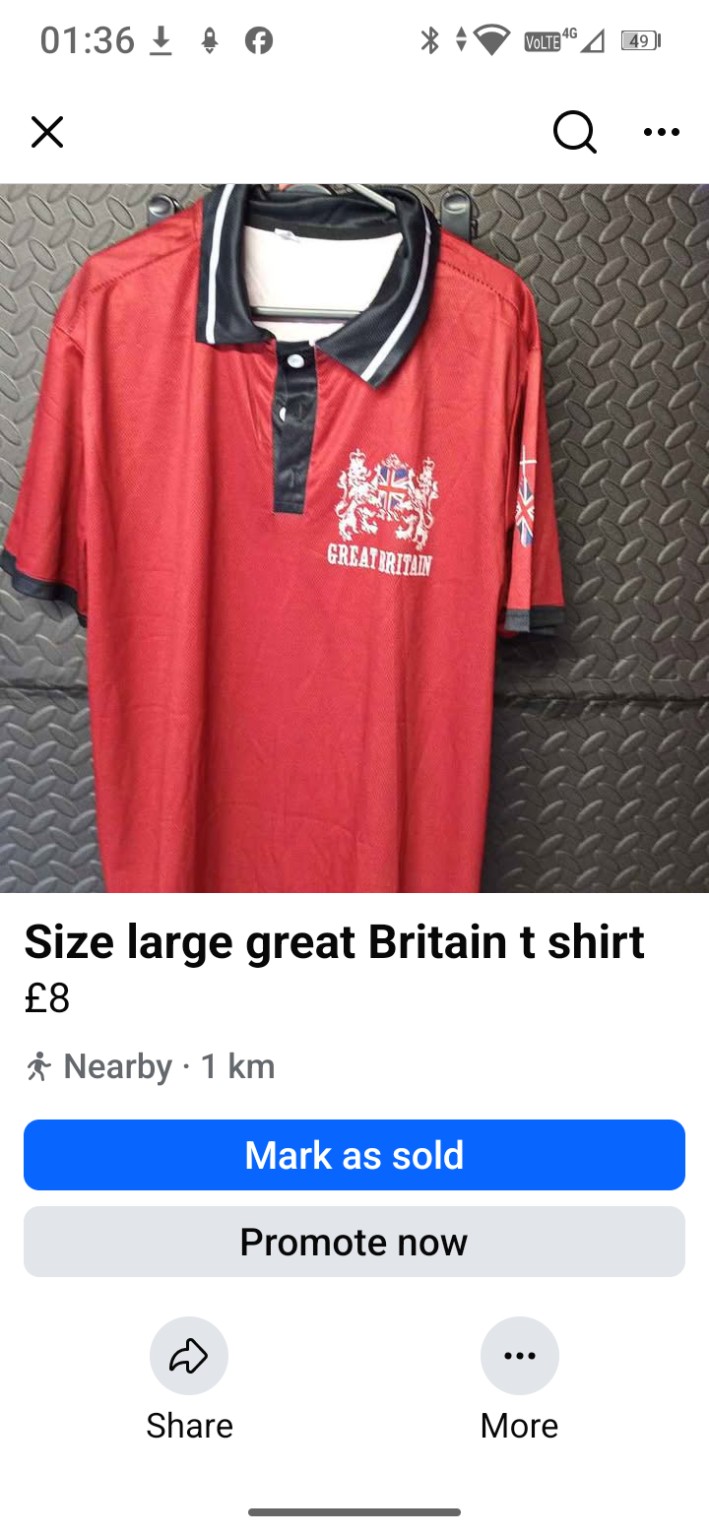 Genuine Unbranded Red, black and white Great Britain polo shirt, Large, photo 2
