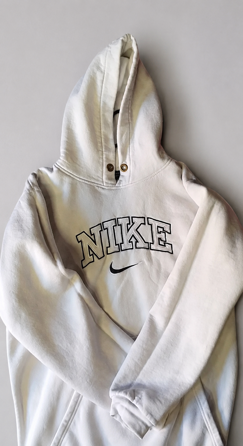Nike White outline-logo pullover hoodie